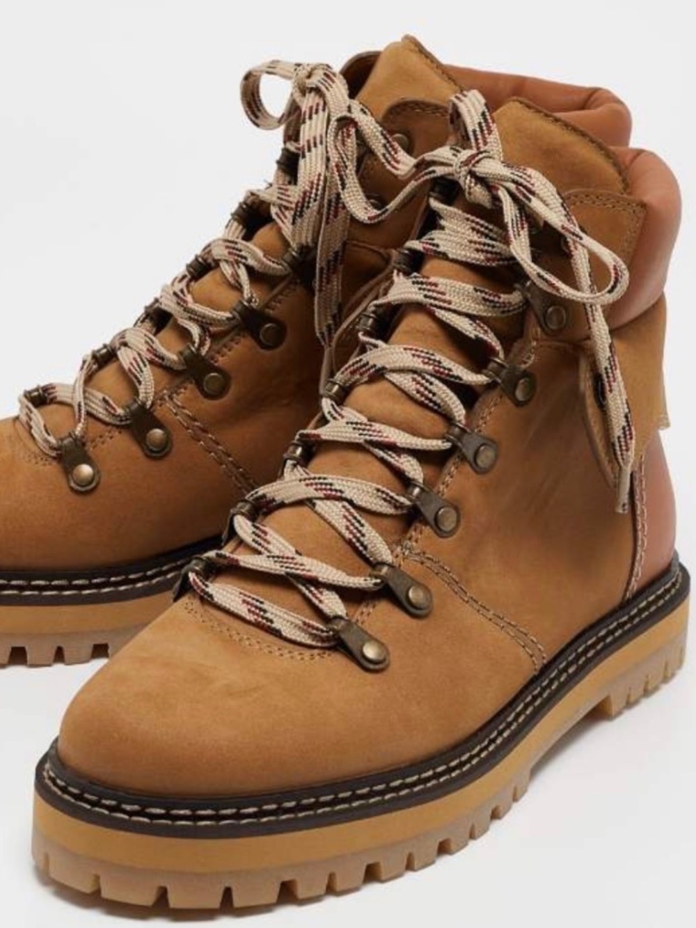 See by Chloe Brown Nubuck Leather Eileen Hiking Boots